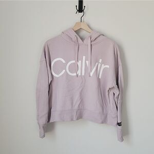 Calvin Klein Cropped Hoodie in Pinkish Lavendar Size Large